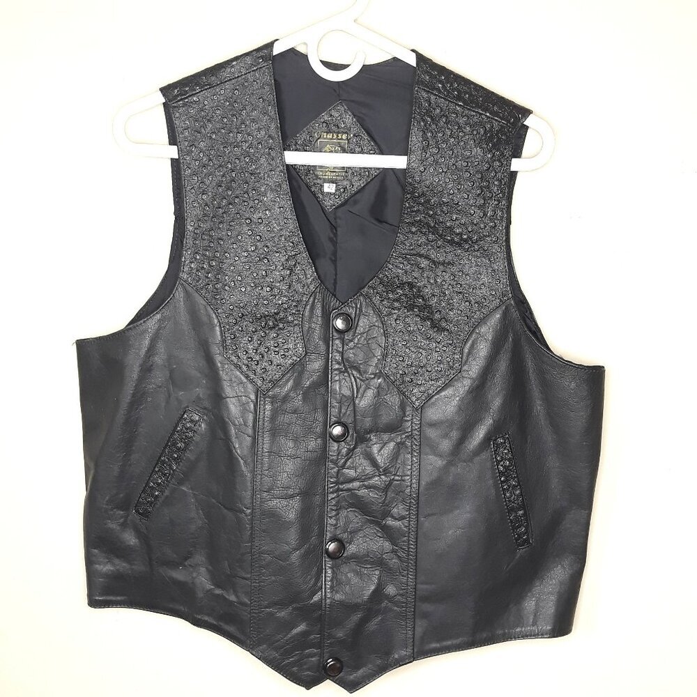 Chasser Men's Leather Vest Motorcycle Western Cut Frontier 42